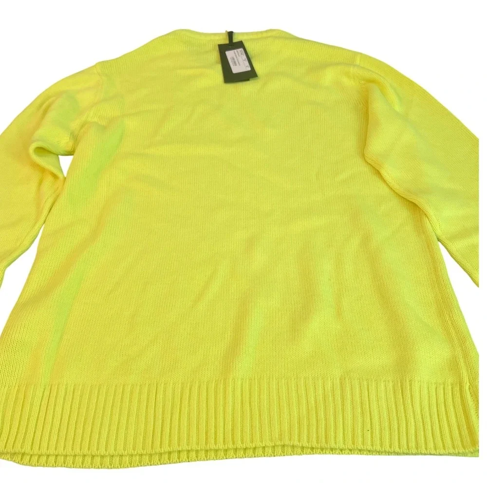 NWT Yoon Italy Luxury Neon Yellow Slim Fit Wool Alpaca Blend Crewneck Sweater M‎